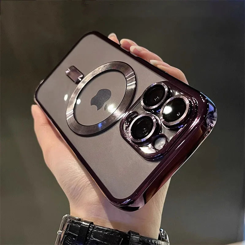 Luxury Magnetic Plating Clear Case For 11 12 13 14 15 16 Pro Max Plus